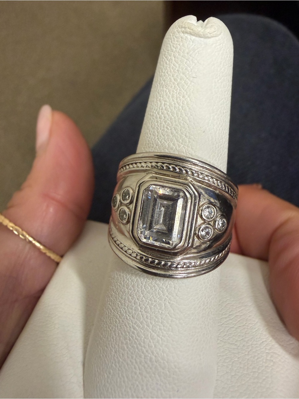 925 Sterling Silver CZ Wide Band size 7